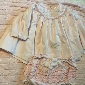NWT Sarah Louise Baby Girl Dress Smocked Embroidery Floral Bloomers